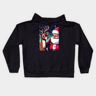 Illuminate the Holidays: Whimsical Rudolph the Red-Nosed Reindeer Art for Festive Christmas Prints and Joyful Decor! Kids Hoodie